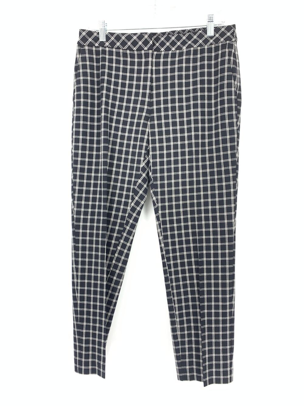 J. Jill Womens Size 8 Premium Bi Stretch Pants Black White Plaid Check